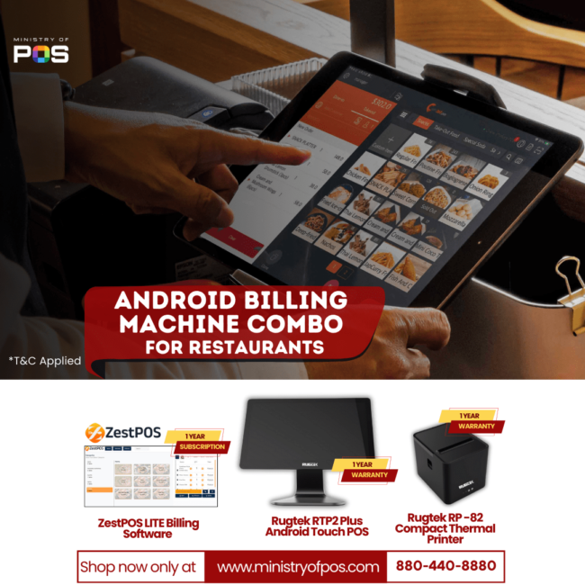 ZestPOS Android POS Combo PRIME – Android Touch POS | Thermal Printer | Restaurant Management Software