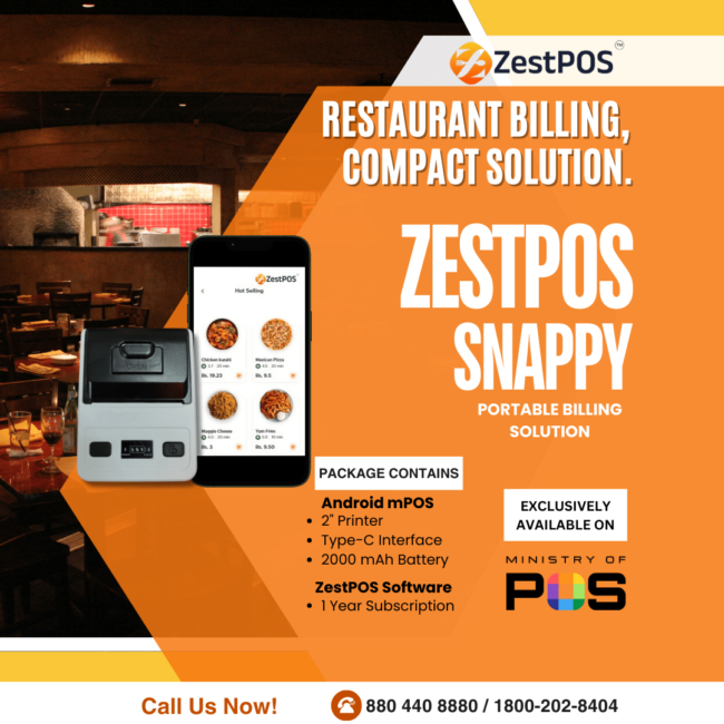 ZestPOS Snappy Portable Billing Combo for Restaurants